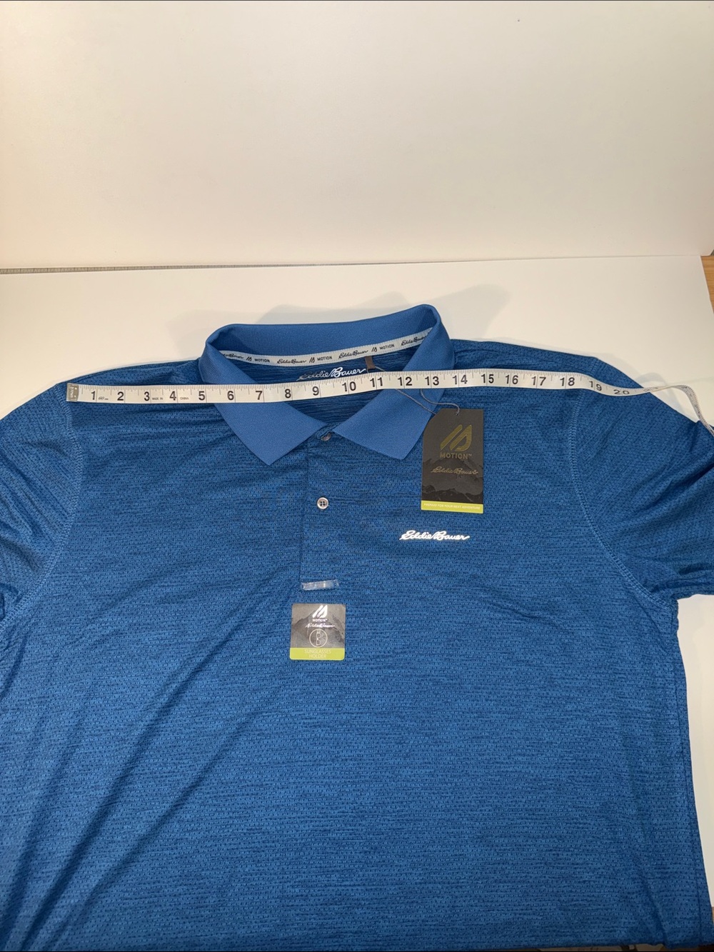 Eddie Bauer Men's Textured Royal Blue Polo - Picture 5 of 6